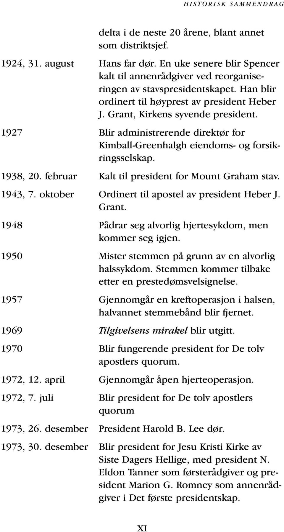 1927 Blir administrerende direktør for Kimball-Greenhalgh eiendoms- og forsikringsselskap. 1938, 20. februar Kalt til president for Mount Graham stav. 1943, 7.