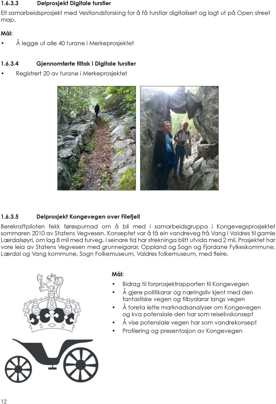 Konseptet var å få ein vandreveg frå Vang i Valdres til gamle Lærdalsøyri, om lag 8 mil med turveg. I seinare tid har strekninga blitt utvida med 2 mil.