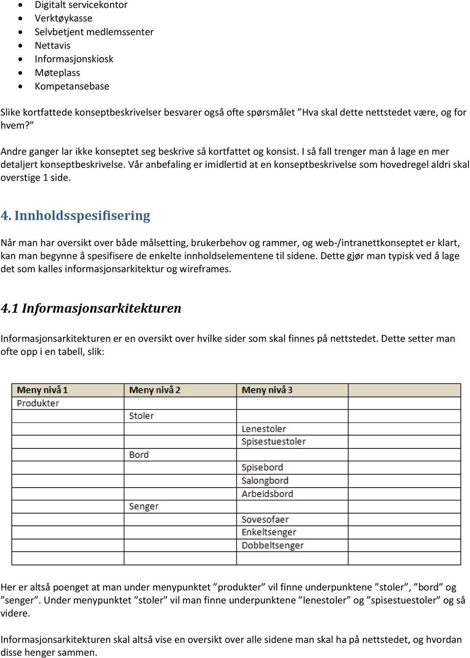 Vår anbefaling er imidlertid at en konseptbeskrivelse som hovedregel aldri skal overstige 1 side. 4.