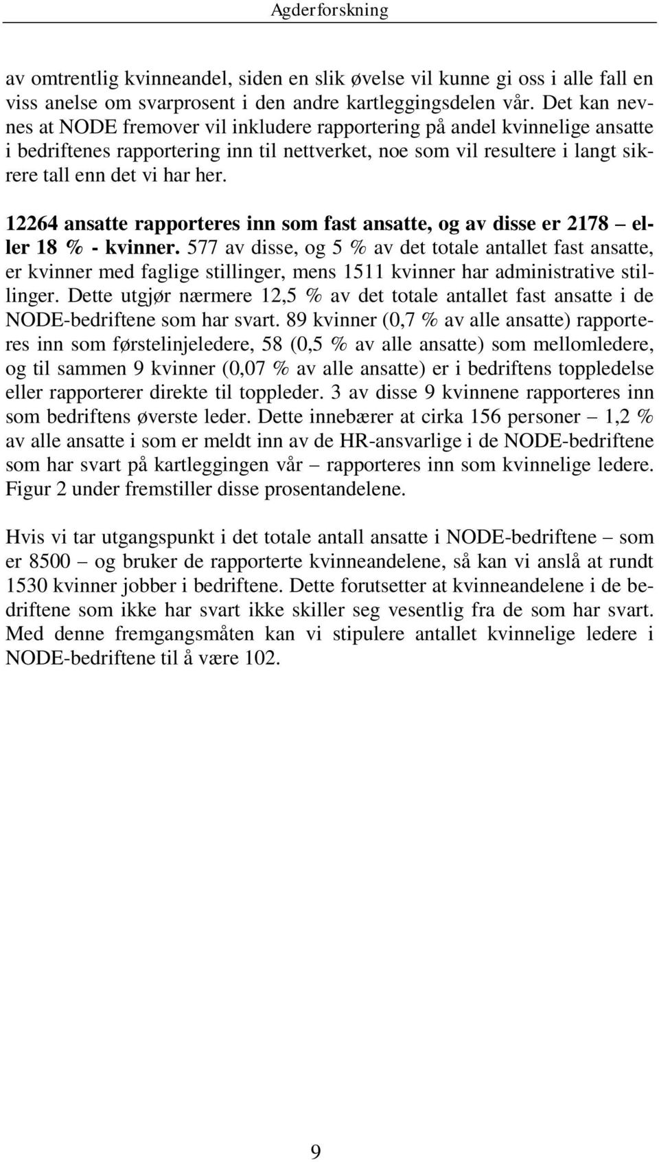 12264 ansatte rapporteres inn som fast ansatte, og av disse er 2178 eller 18 % - kvinner.