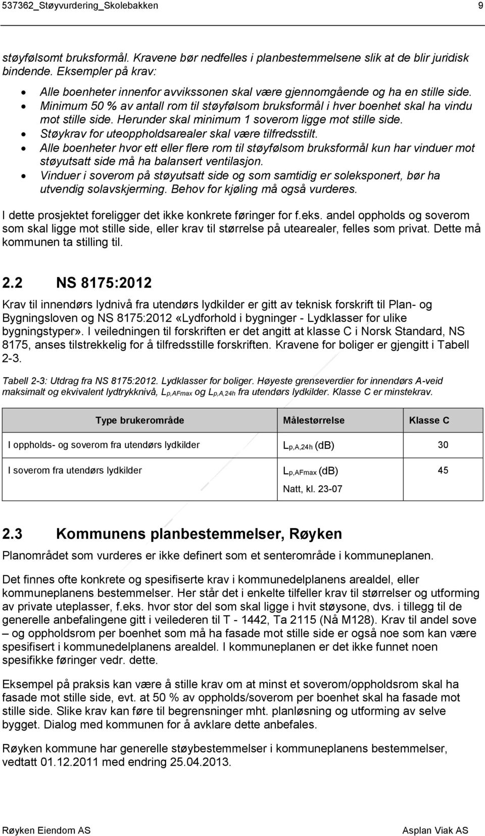 Herunder skal minimum 1 soverom ligge mot stille side. Støykrav for uteoppholdsarealer skal være tilfredsstilt.