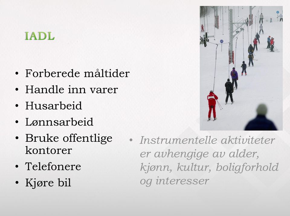 Kjøre bil Instrumentelle aktiviteter er