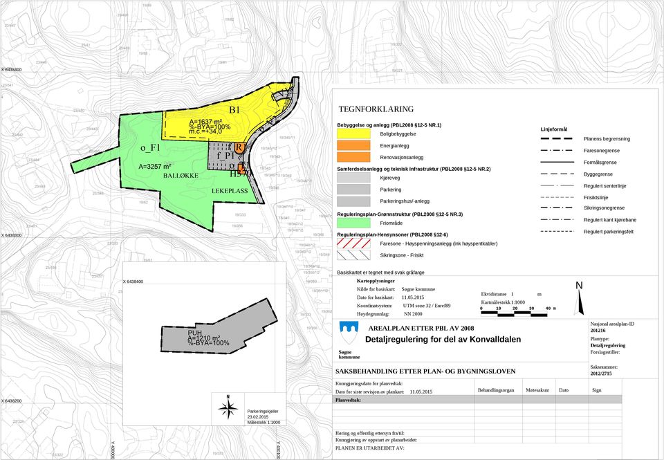 2) Byggegrense Kjøreveg Regulert senterlinje Parkering Frisiktslinje Parkeringshus/-anlegg Sikringsonegrense Reguleringsplan-Grønnstruktur (PBL2008 12-5 NR.