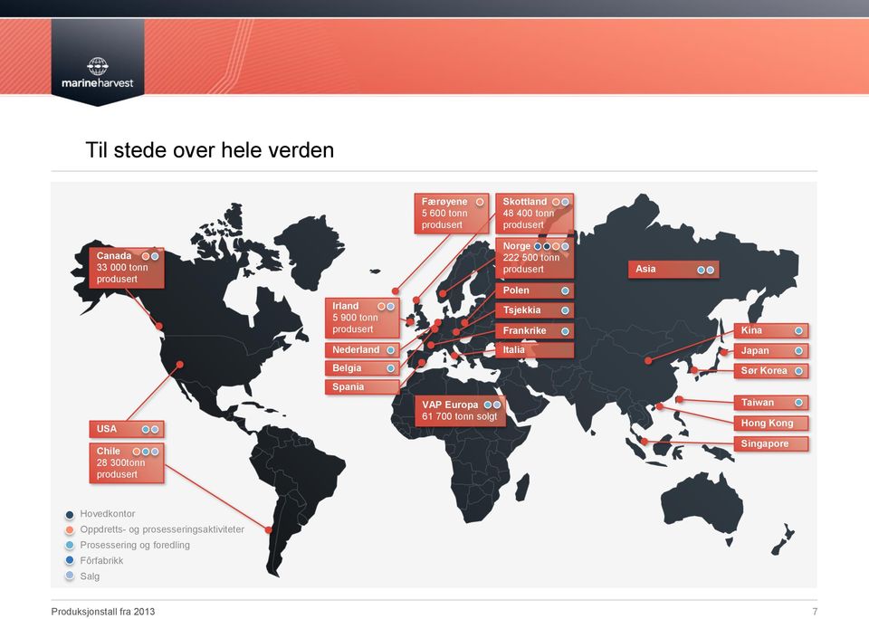 Italia Japan Belgia Sør Korea Spania USA Chile 28 300tonn produsert VAP Europa 61 700 tonn solgt Taiwan Hong Kong