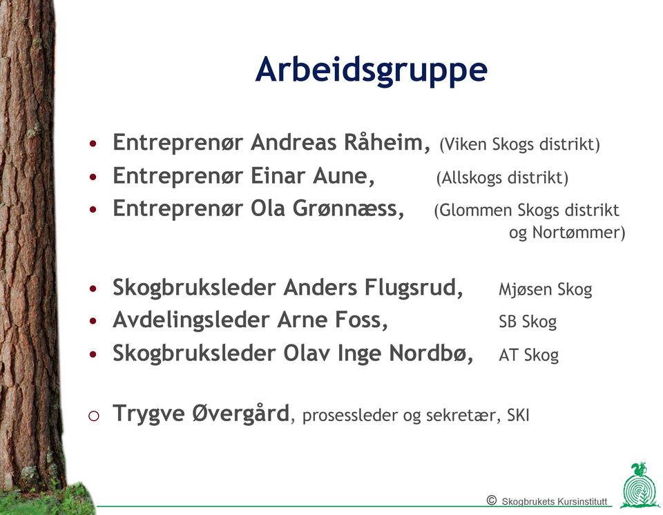 Nortømmer) Skogbruksleder Anders Flugsrud, Mjøsen Skog Avdelingsleder Arne Foss, SB