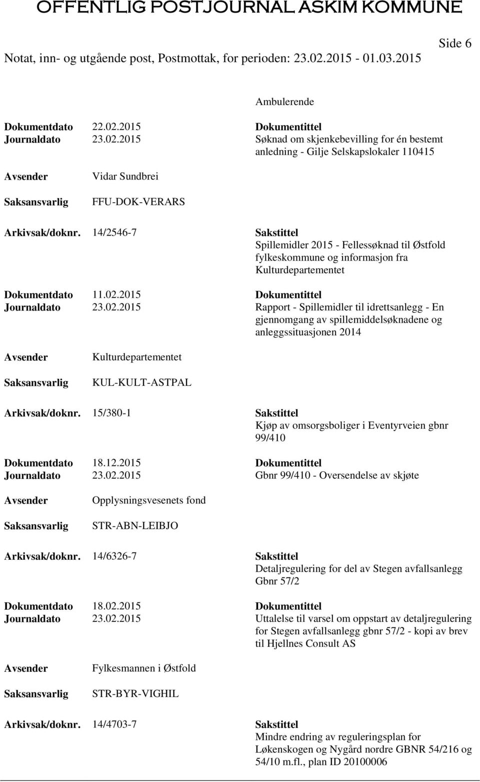 2015 Dokumentittel Journaldato 23.02.