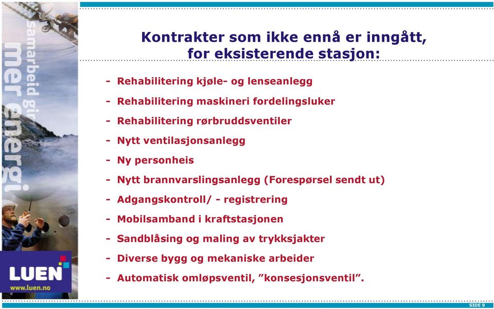 personheis - Nytt brannvarslingsanlegg (Forespørsel sendt ut) - Adgangskontroll/ - registrering - Mobilsamband i