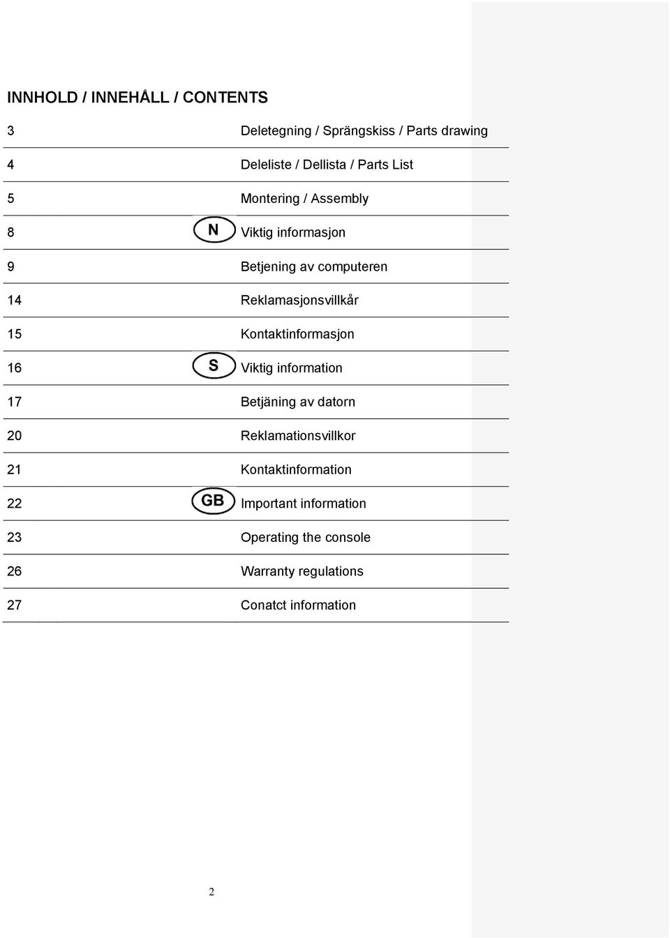 15 Kontaktinformasjon 16 Viktig information 17 Betjäning av datorn 20 Reklamationsvillkor 21