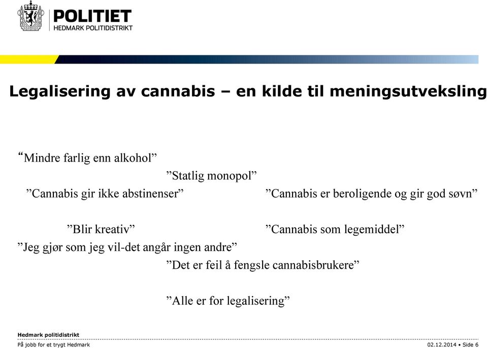 Blir kreativ Cannabis som legemiddel Jeg gjør som jeg vil-det angår ingen andre Det er