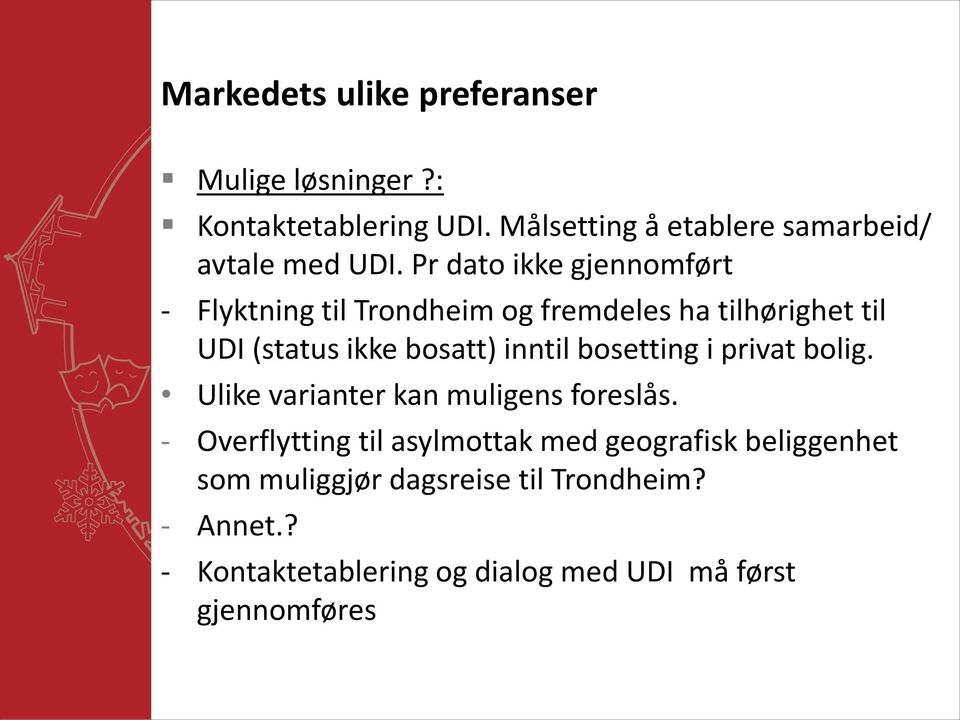 Pr dato ikke gjennomført - Flyktning til Trondheim og fremdeles ha tilhørighet til UDI (status ikke bosatt) inntil