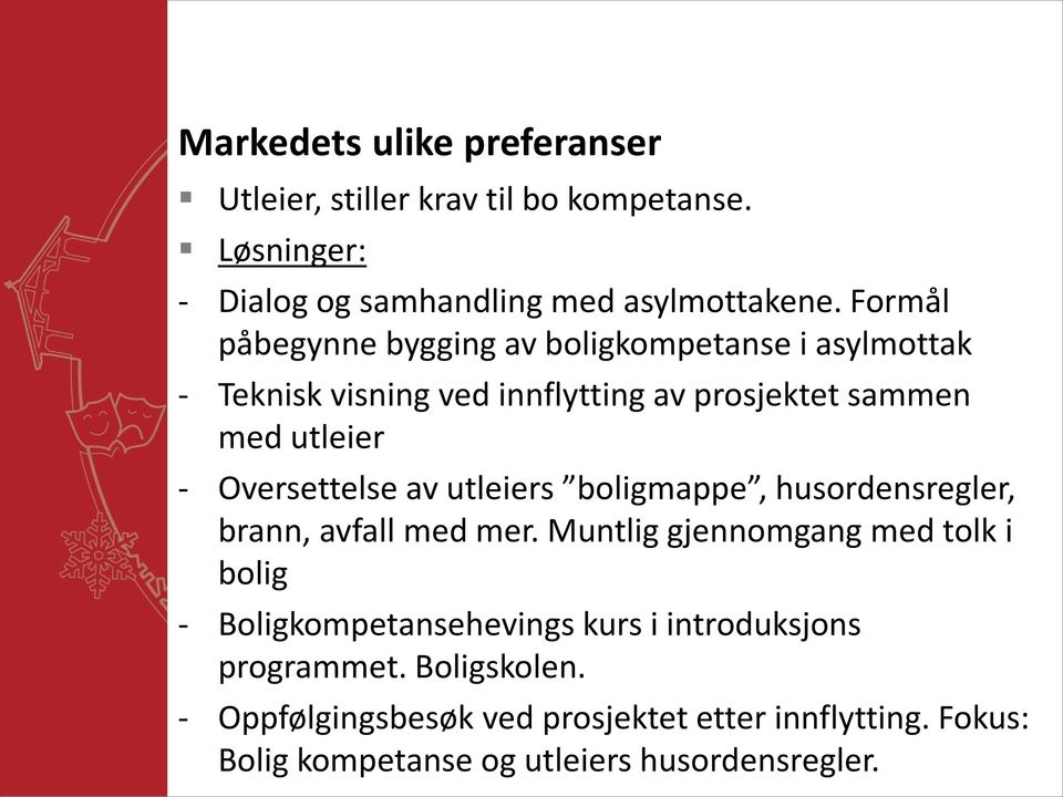 Oversettelse av utleiers boligmappe, husordensregler, brann, avfall med mer.