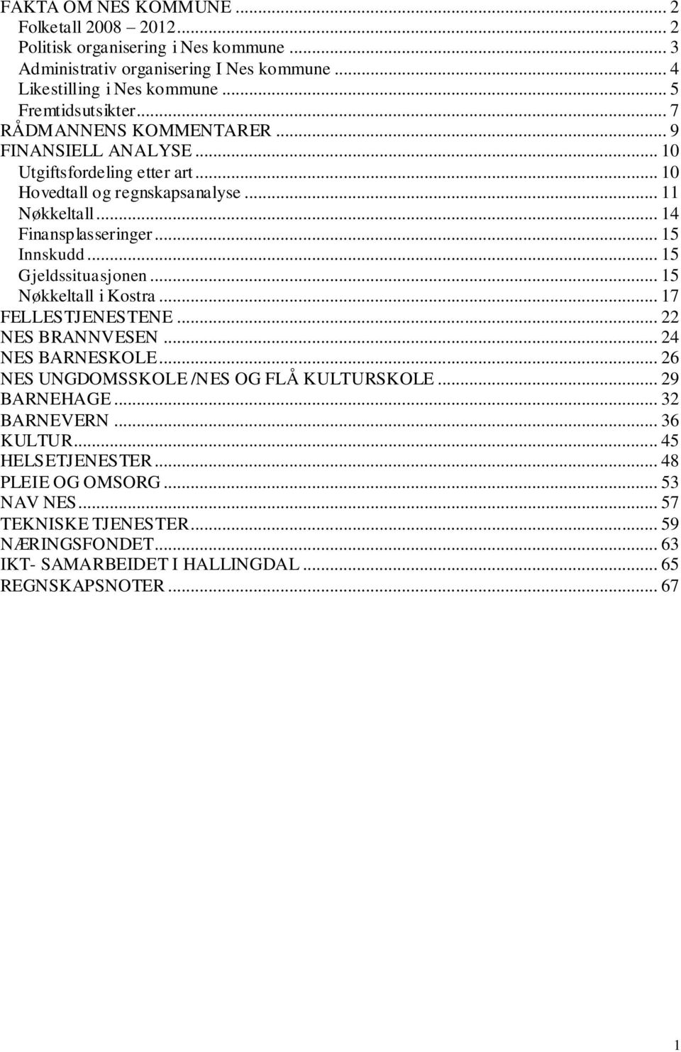 .. 15 Gjeldssituasjonen... 15 Nøkkeltall i Kostra... 17 FELLESTJENESTENE... 22 NES BRANNVESEN... 24 NES BARNESKOLE... 26 NES UNGDOMSSKOLE /NES OG FLÅ KULTURSKOLE... 29 BARNEHAGE.