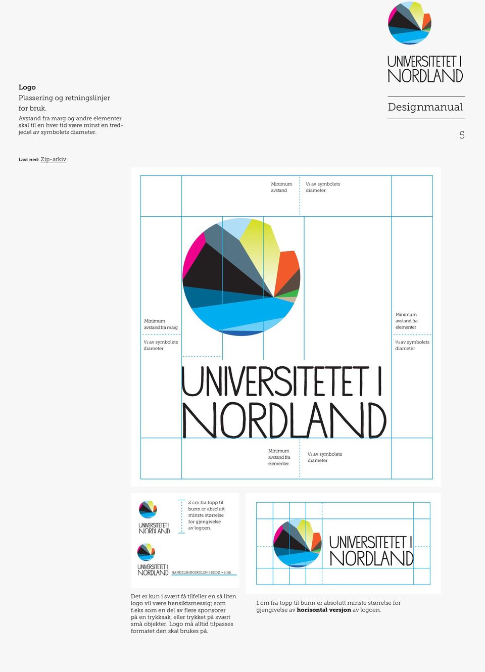 avstand fra elementer 1/3 av symbolets diameter 2 cm fra topp til bunn er absolutt minste størrelse for gjengivelse av logoen.