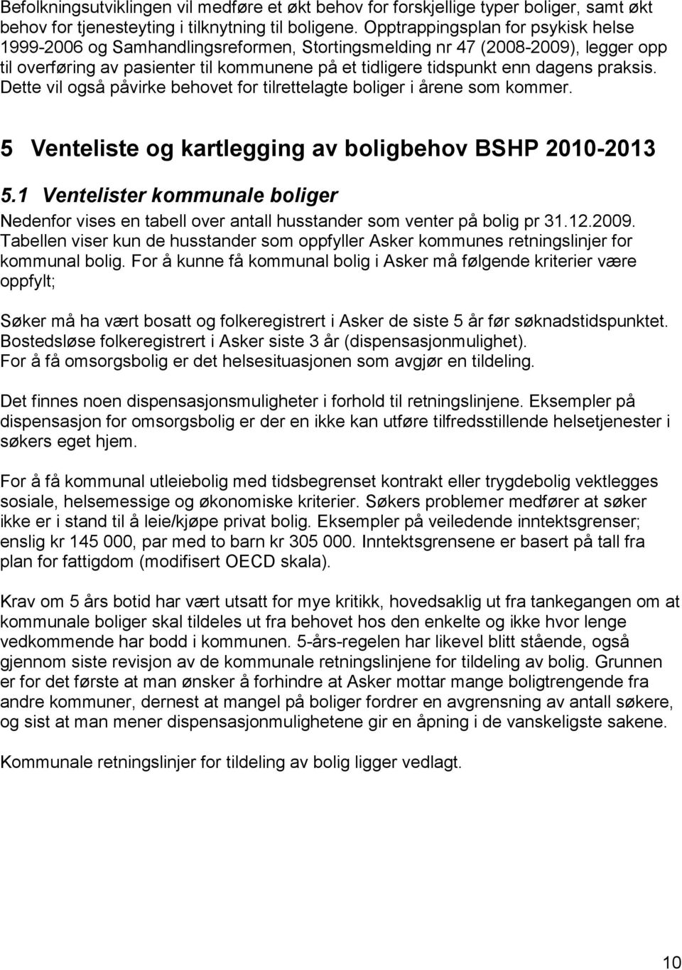 praksis. Dette vil også påvirke behovet for tilrettelagte boliger i årene som kommer. 5 Venteliste og kartlegging av boligbehov BSHP 2010-2013 5.