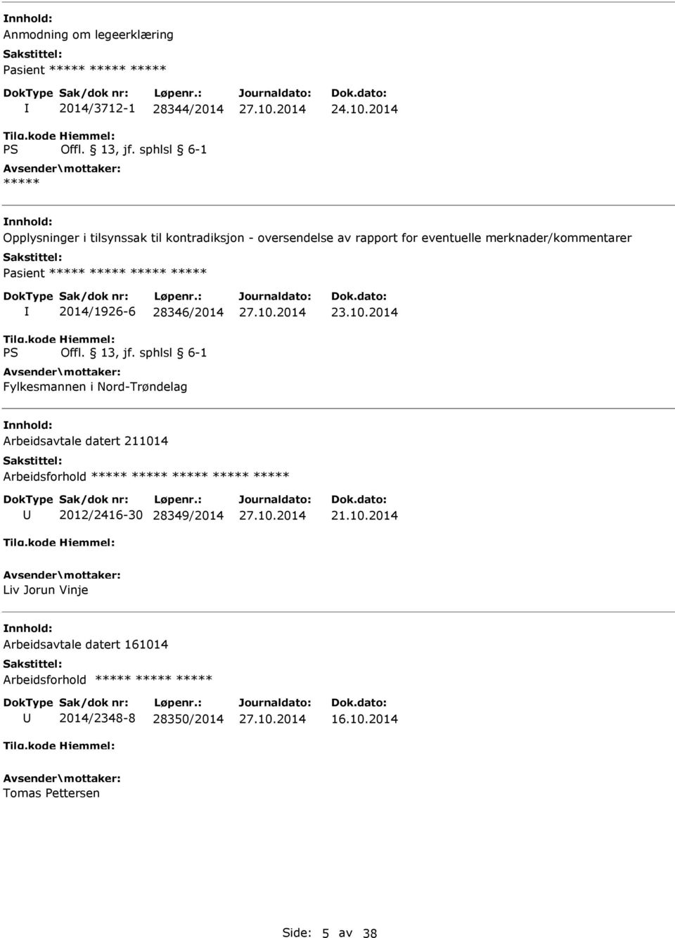 ***** ***** 2014/1926-6 28346/2014 Fylkesmannen i Nord-Trøndelag 23.10.