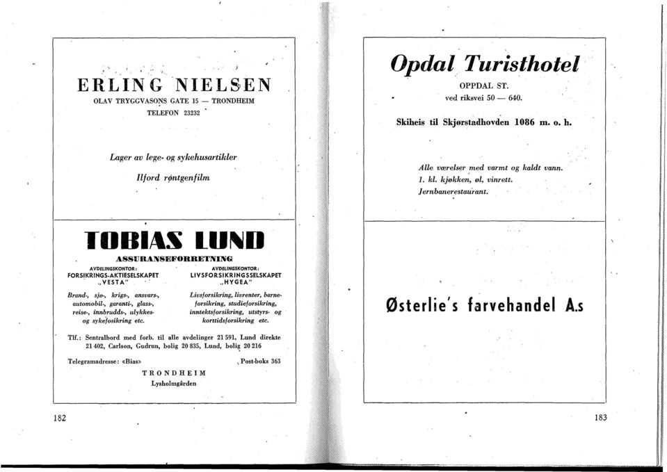 TOBI4S LUND ASSUIfcAIVSIEFORRETNISrø AVDELINGSKONTOR: FORSIKRINGS-AKTIESELSKAPET.,VESTA" Brand-, sjø-, krigs-, ansvars-, automobil-, garanti-, glass-, reise-, innbrudds-, ulykkesog sykefosikring etc.