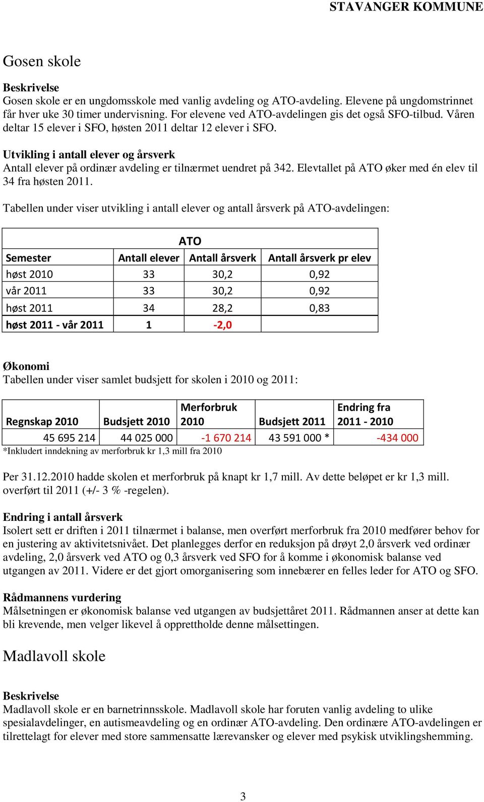 Elevtallet på ATO øker med én elev til 34 fra høsten 2011.