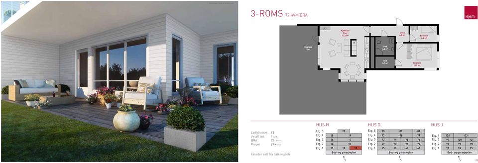 Kjøkken/ Stue 33,2 m² 6,8 m² 6,4 m² Uteplass 73m²