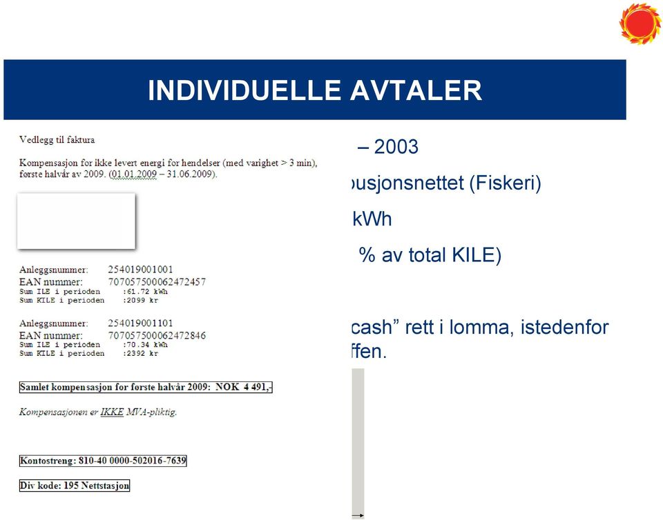 0,8 1,1 mill kr i året ( 6 % av total KILE) God butikk for nettselskapet.