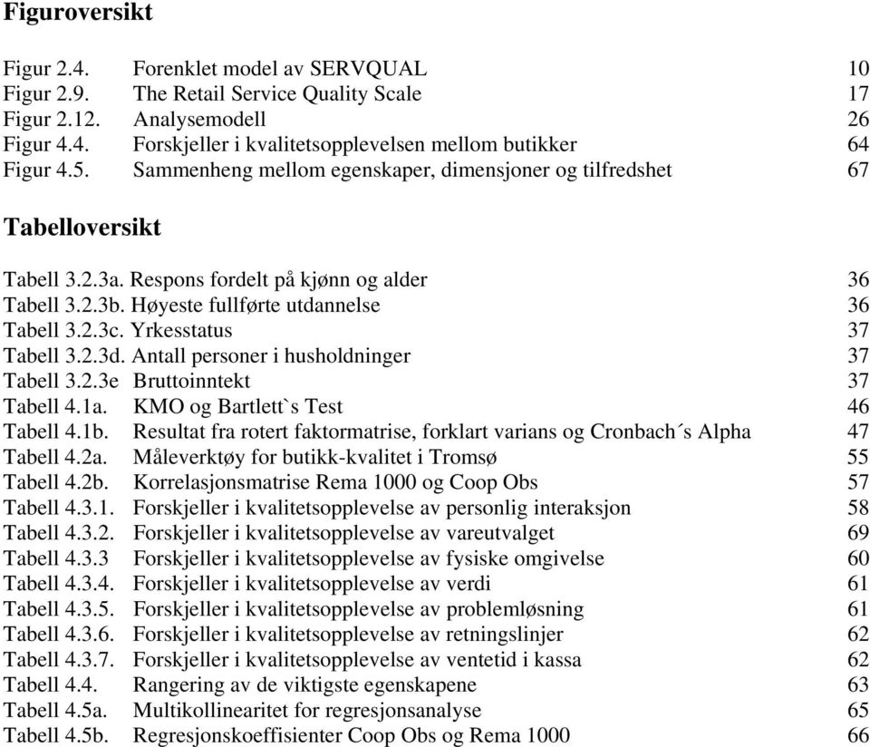 Yrkesstatus 37 Tabell 3.2.3d. Antall personer i husholdninger 37 Tabell 3.2.3e Bruttoinntekt 37 Tabell 4.1a. KMO og Bartlett`s Test 46 Tabell 4.1b.