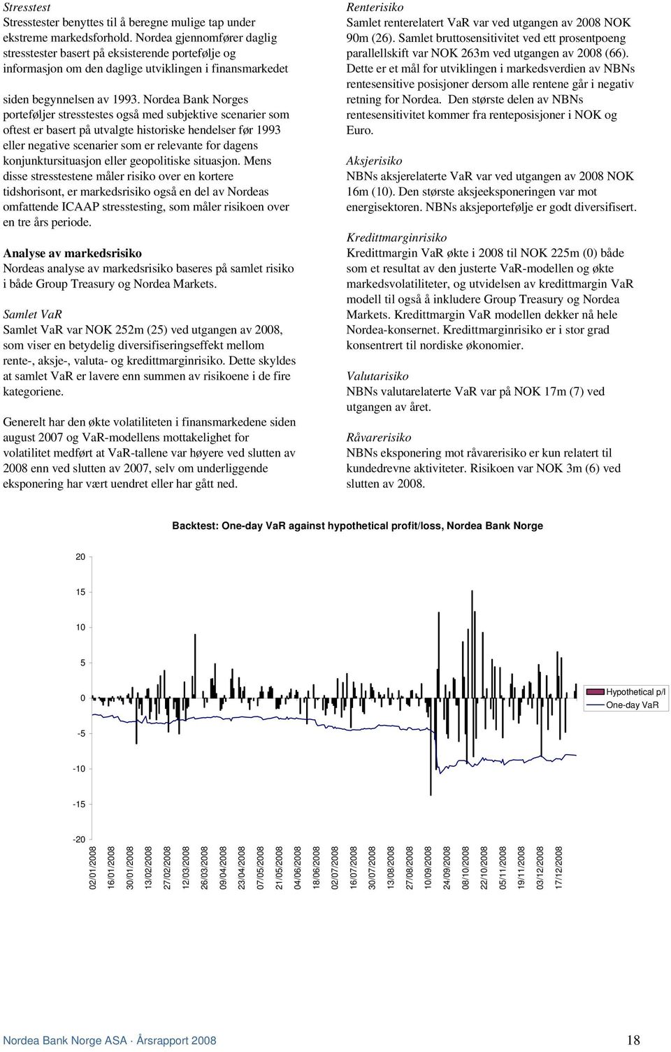 Nordea Bank Norges porteføljer stresstestes også med subjektive scenarier som oftest er basert på utvalgte historiske hendelser før 1993 eller negative scenarier som er relevante for dagens