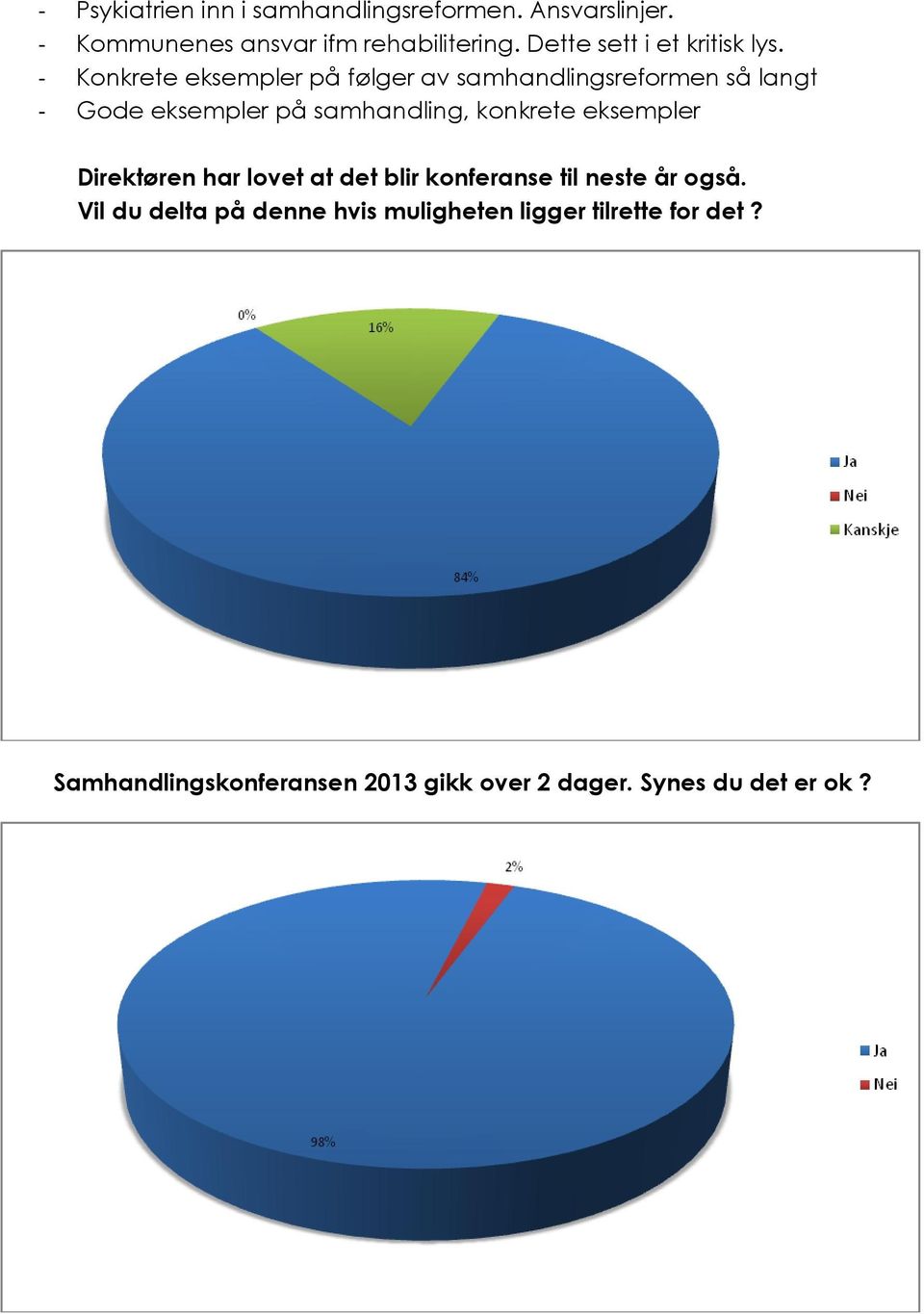 - Konkrete eksempler på følger av samhandlingsreformen så langt - Gode eksempler på samhandling, konkrete