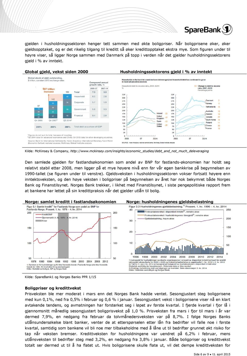 Global gjeld, vekst siden 2000 Husholdningssektorens gjeld i % av inntekt Kilde: McKinsey & Company, http://www.mckinsey.