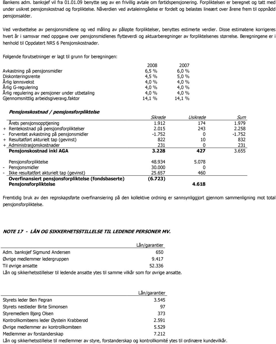 Ved verdsettelse av pensjonsmidlene og ved måling av påløpte forpliktelser, benyttes estimerte verdier.