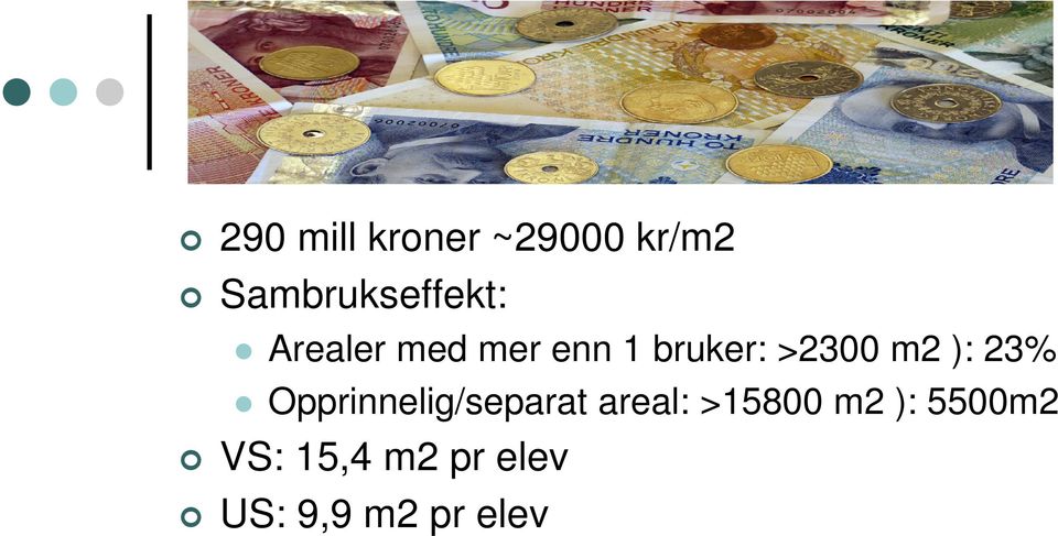 bruker: >2300 m2 ): 23% Opprinnelig/separat