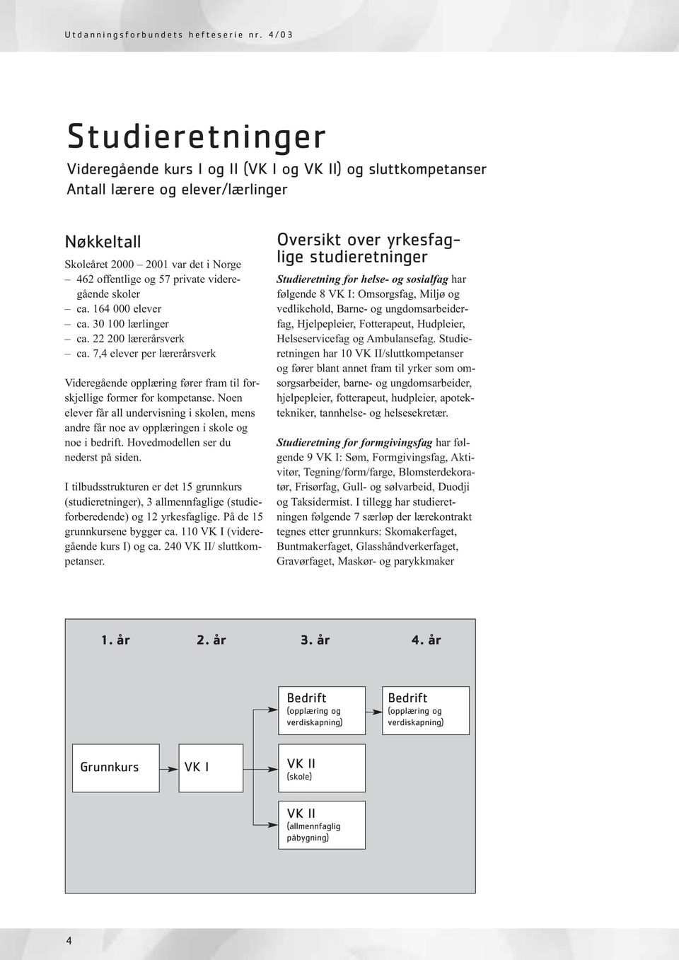 videregående skoler ca. 164 000 elever ca. 30 100 lærlinger ca. 22 200 lærerårsverk ca. 7,4 elever per lærerårsverk Videregående opplæring fører fram til forskjellige former for kompetanse.