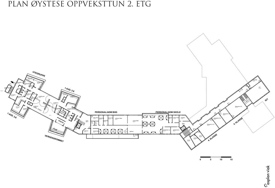 14,3 m² fingarderobe 16,4 m² stellerom/hcwc ute 8,9 m² avdeling ute 38,0 m² minikjøkken ute 7,7 m² hvil gr 6 13,7 m² 2,5 m² 6 27,7 m² 18 R. @ 180 mm 17 T. @ 280 mm IKT 2,6 m² avdeling 6 30,0 m² 1 AVD.