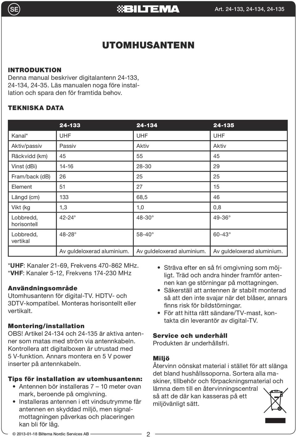 Vikt (kg 1,3 1,0 0,8 Lobbredd, horisontell 42-24 48-30 49-36 Lobbredd, vertikal 2013-01-18 Biltema Nordic Services AB 48-28 58-40 60-43 Av guldeloxerad aluminium.