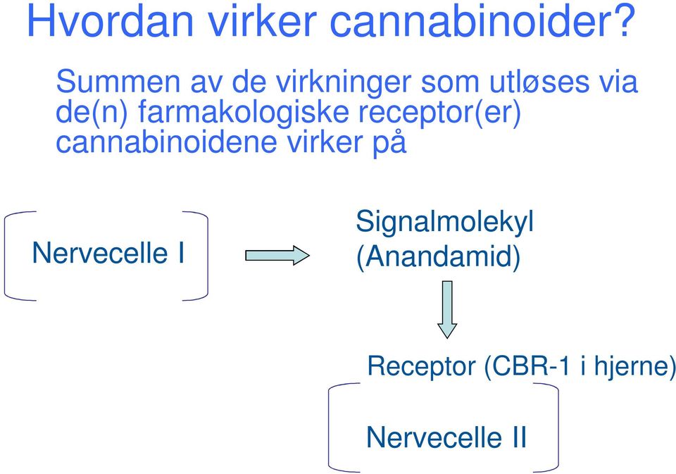 farmakologiske receptor(er) cannabinoidene virker