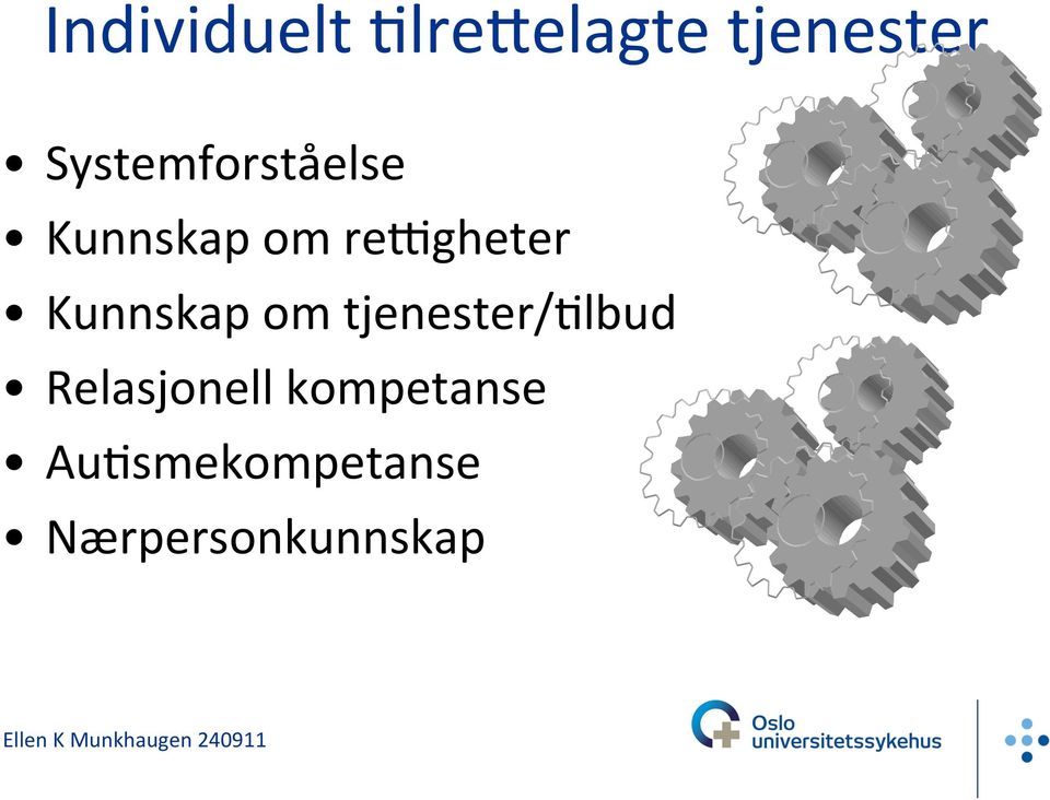 Kunnskap om tjenester/albud Relasjonell