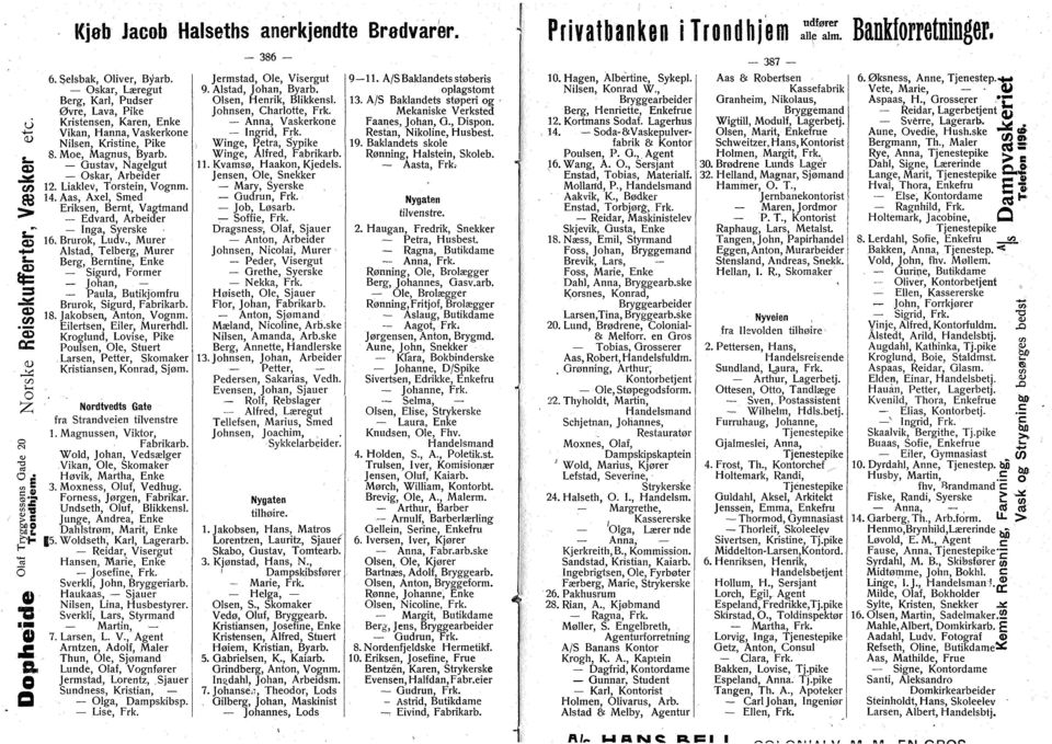 Liaklev, Trstein, Vgnm. 14. Aas, Axel, Smed Eriksen, Bernt, Vagtmand Edvard, Arbeider Inga, Syerske 16. Brurk, Ludv.