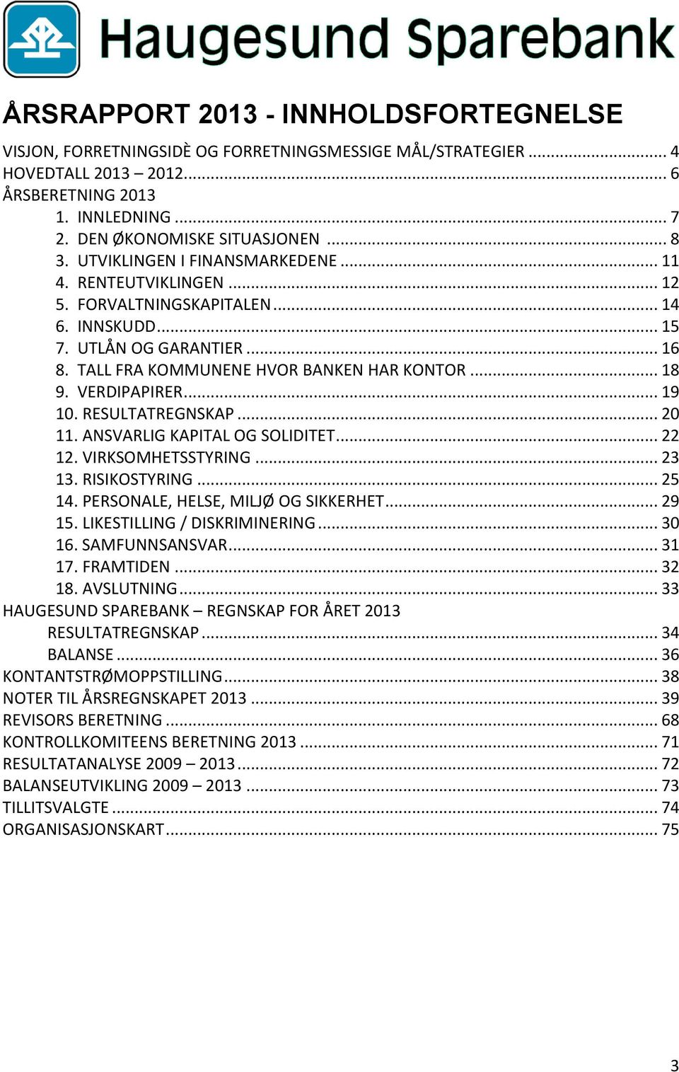 VERDIPAPIRER... 19 10. RESULTATREGNSKAP... 20 11. ANSVARLIG KAPITAL OG SOLIDITET... 22 12. VIRKSOMHETSSTYRING... 23 13. RISIKOSTYRING... 25 14. PERSONALE, HELSE, MILJØ OG SIKKERHET... 29 15.