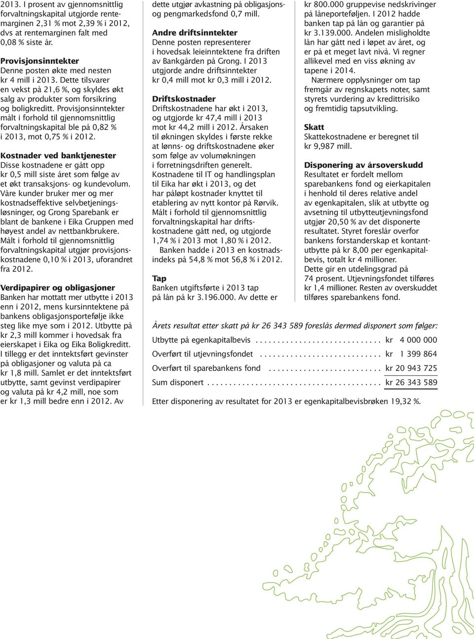 Provisjonsinntekter målt i forhold til gjennomsnittlig forvaltningskapital ble på 0,82 % i 2013, mot 0,75 % i 2012.