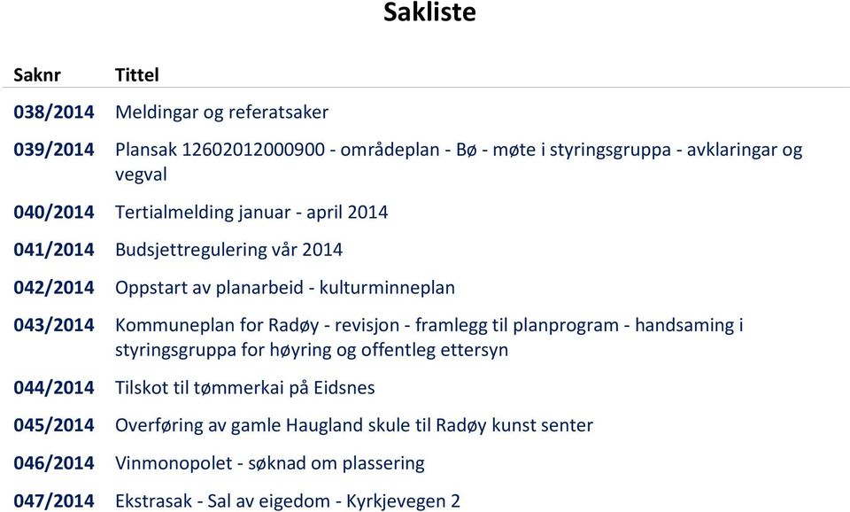 Radøy - revisjon - framlegg til planprogram - handsaming i styringsgruppa for høyring og offentleg ettersyn 044/2014 Tilskot til tømmerkai på Eidsnes