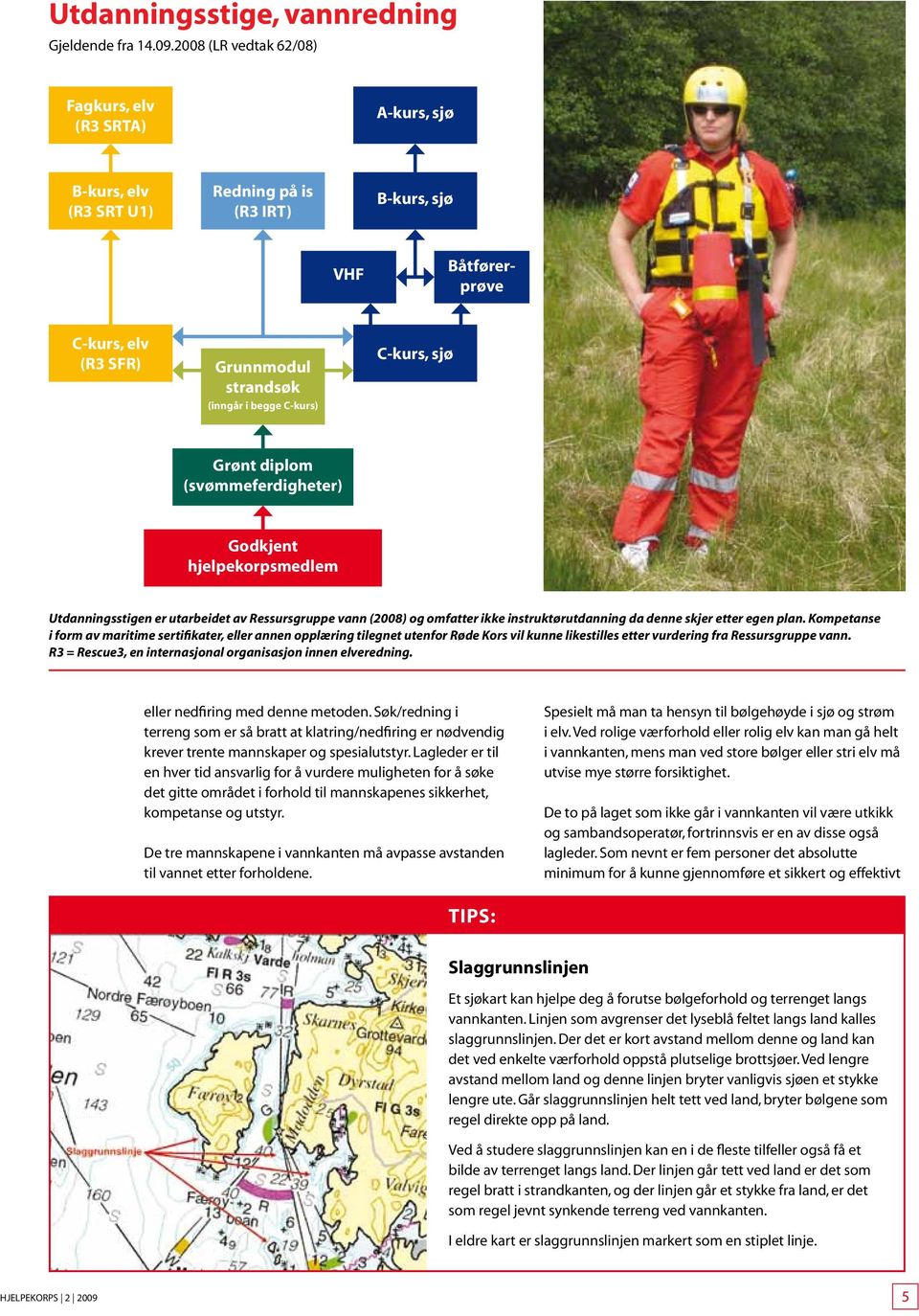 C-kurs) C-kurs, sjø Grønt diplom (svømmeferdigheter) Godkjent hjelpekorpsmedlem Utdanningsstigen er utarbeidet av Ressursgruppe vann (2008) og omfatter ikke instruktørutdanning da denne skjer etter