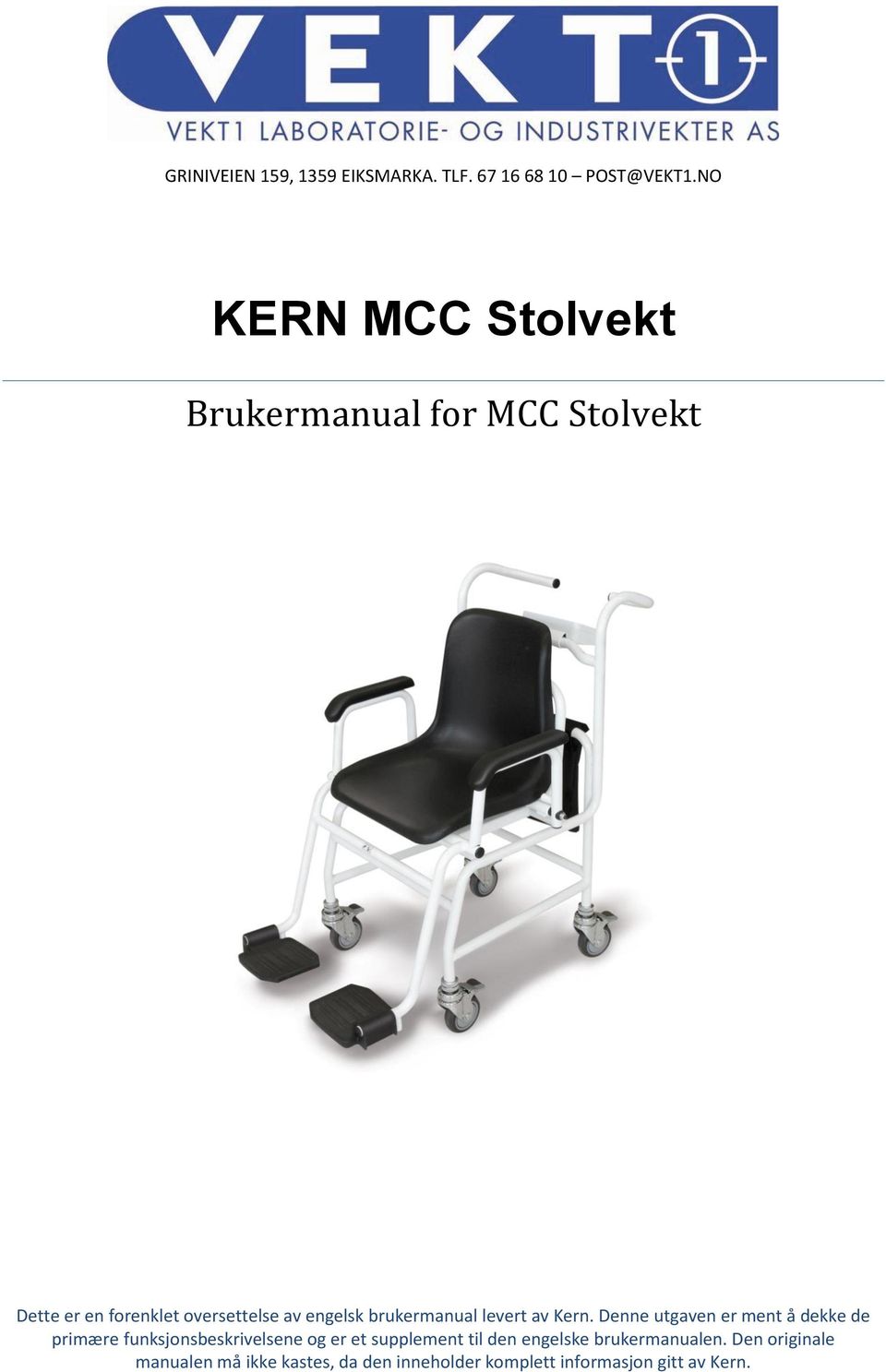 brukermanual levert av Kern.