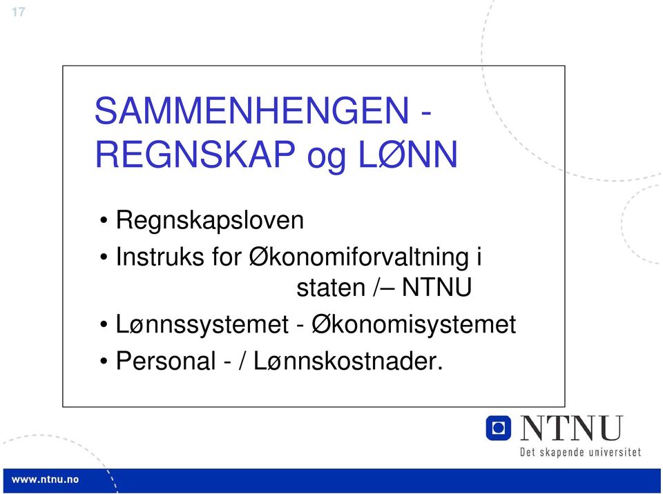 Økonomiforvaltning i staten / NTNU