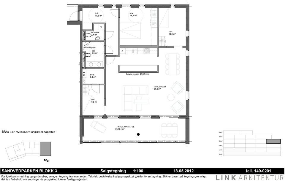 «ƒfl 54,6 m² 7,2 m² 6,8 m² BRA: 137 m2