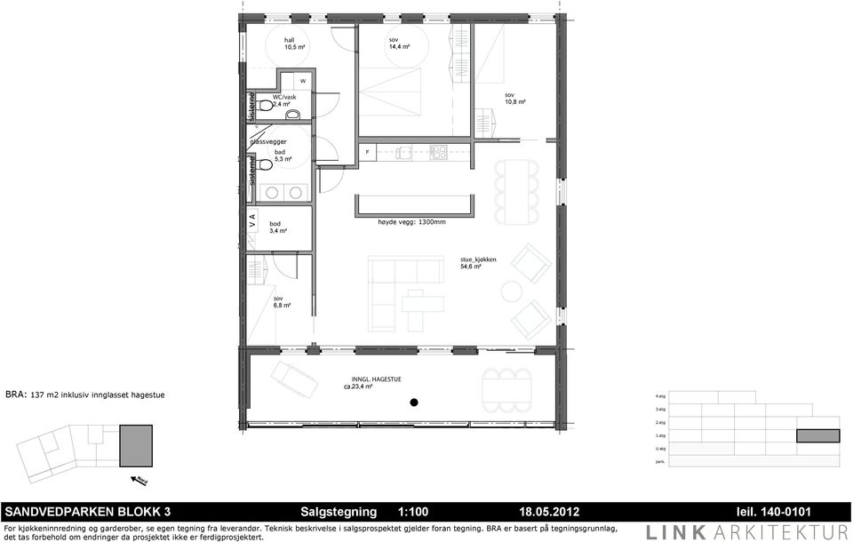 54,6 m² 6,8 m² BRA: 137 m2 inklusiv