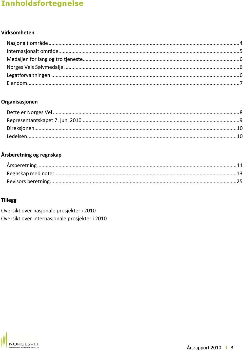 .. 8 Representantskapet 7. juni 2010... 9 Direksjonen... 10 Ledelsen... 10 Årsberetning og regnskap Årsberetning.