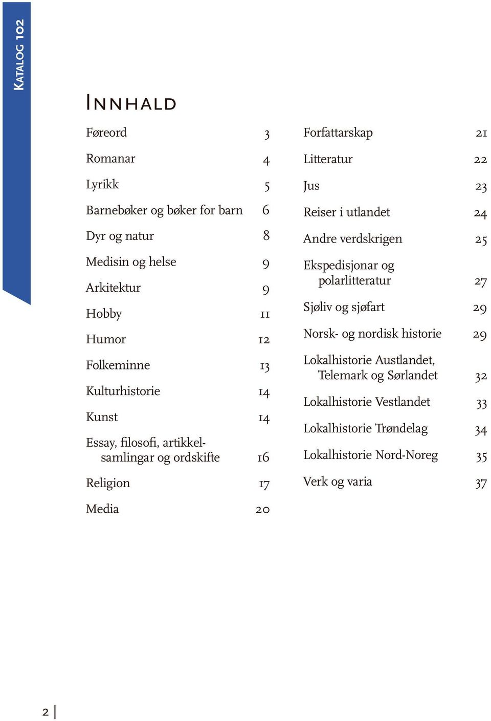 23 Reiser i utlandet 24 Andre verdskrigen 25 Ekspedisjonar og polarlitteratur 27 Sjøliv og sjøfart 29 Norsk- og nordisk historie 29