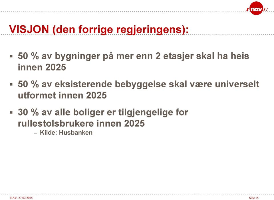 være universelt utformet innen 2025 30 % av alle boliger er