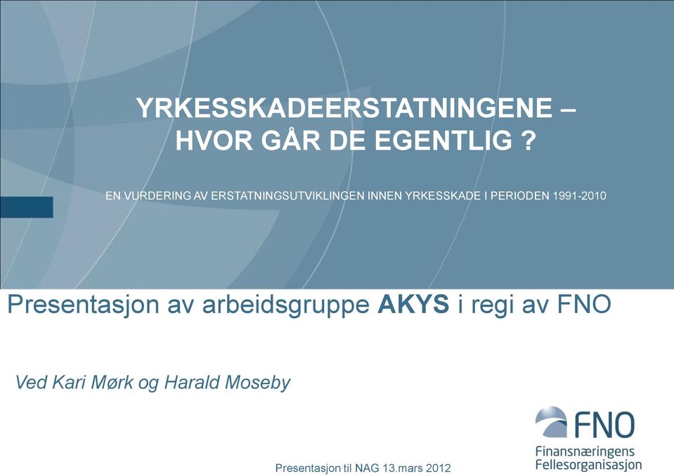 PERIODEN 1991-2010 Presentasjon av arbeidsgruppe AKYS i