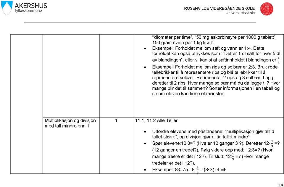 Bruk røde tellebrikker til å representere rips og blå tellebrikker til å representere solbær. Representer 2 rips og 3 solbær. Legg deretter til 2 rips. Hvor mange solbær må du da legge til?