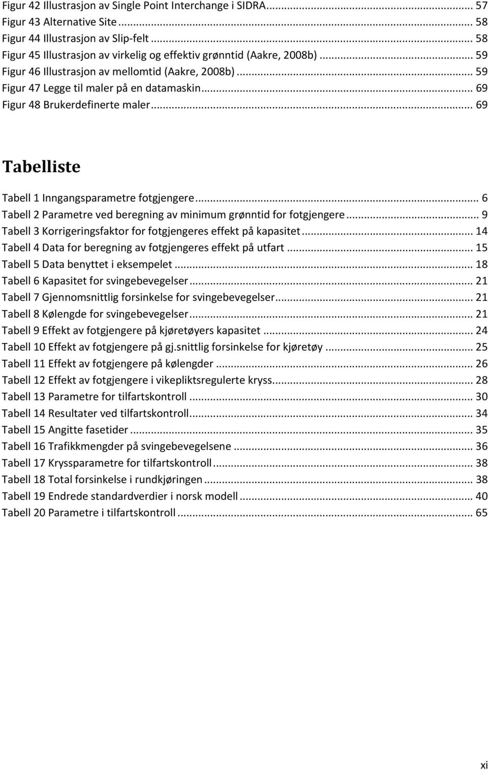 .. 69 Figur 48 Brukerdefinerte maler... 69 Tabelliste Tabell 1 Inngangsparametre fotgjengere... 6 Tabell 2 Parametre ved beregning av minimum grønntid for fotgjengere.