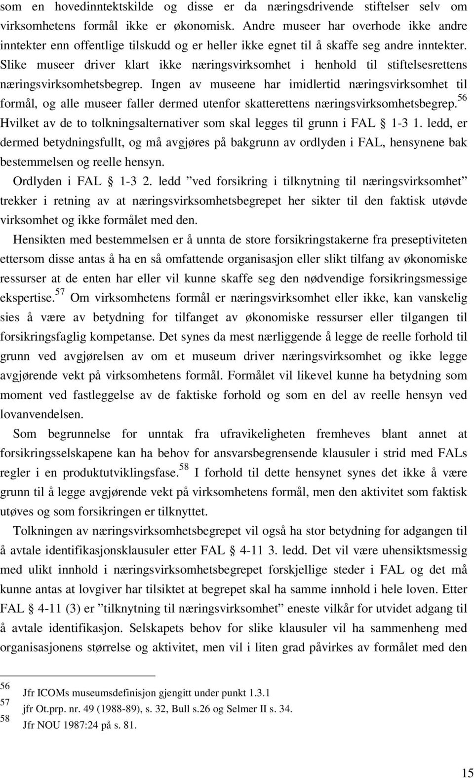 Slike museer driver klart ikke næringsvirksomhet i henhold til stiftelsesrettens næringsvirksomhetsbegrep.